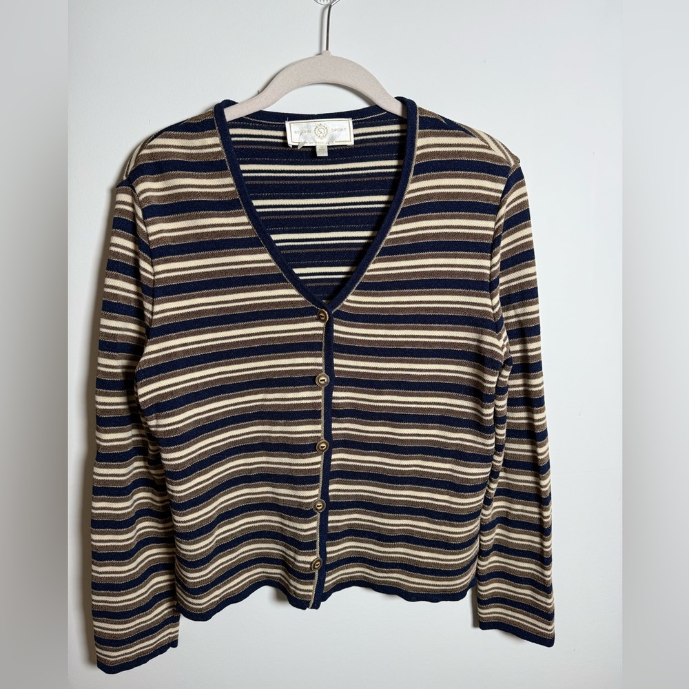 ST JOHN SPORT | Vintage Marie Grey Striped Sweater
